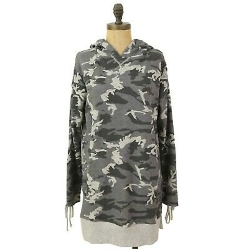 Cotton On Bindi Sweatshirt Dress XS Hooded Lace Up Sleeves Gray Camo NWT B33
